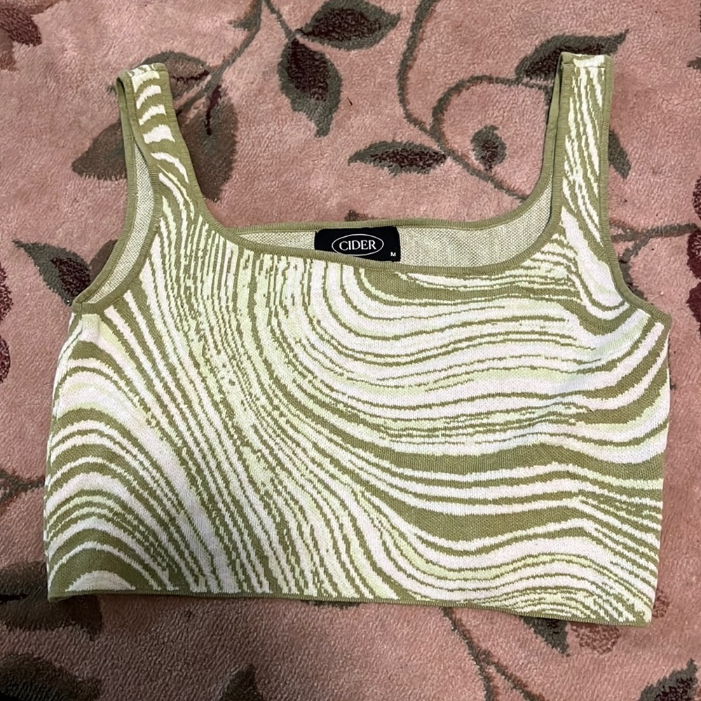 CIDER green knit bralette top